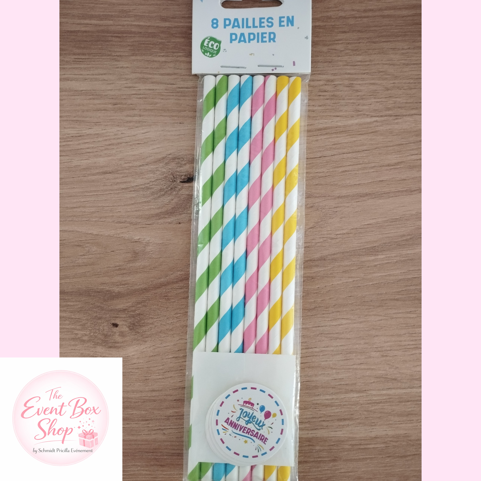 Lot de 8 Pailles Joyeux Anniversaire