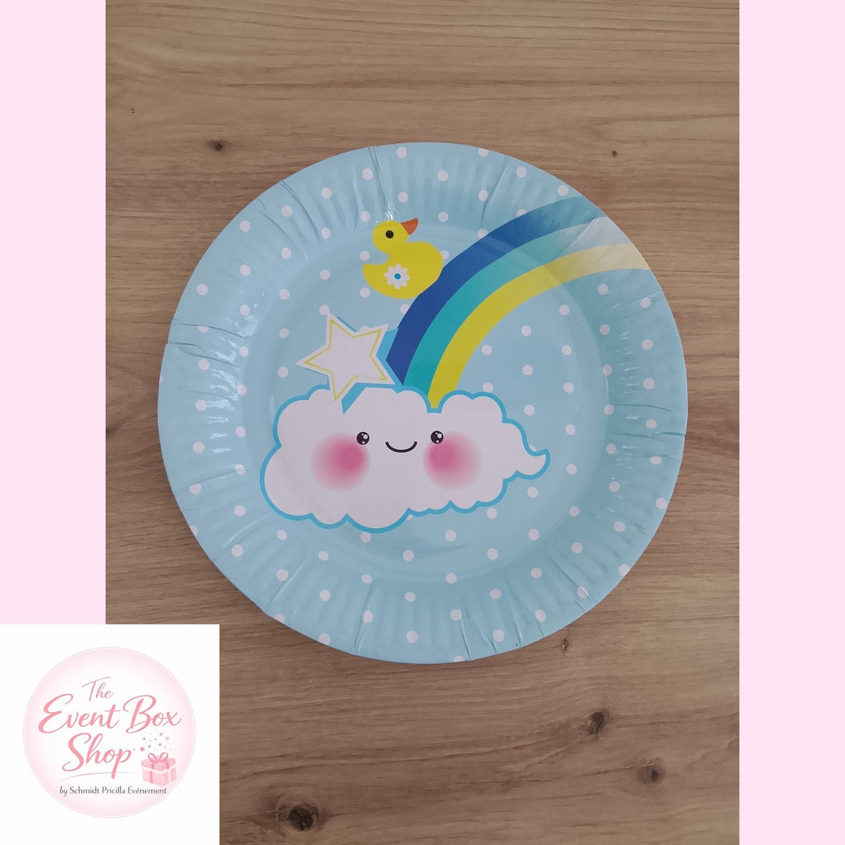 Assiette Nuage et arc-en-ciel bleu