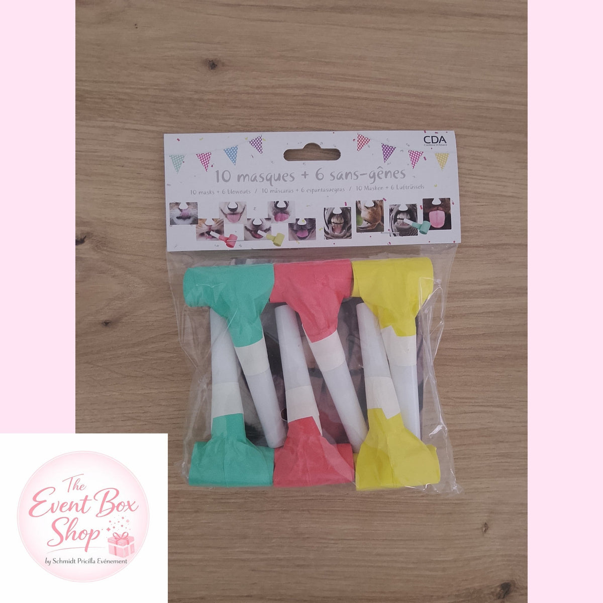 Lot de 6 sans-gênes et 10 masques – Jeu de fête