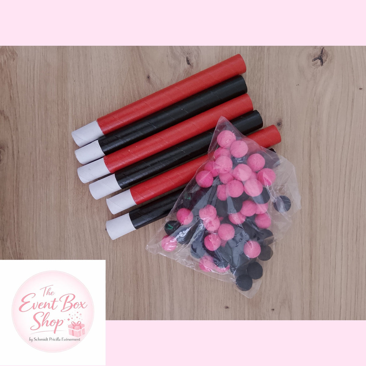 Lot de 6 sarbacanes avec 60 boules cotillons