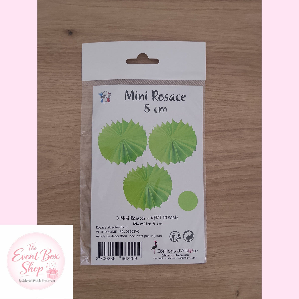 Lot de 3 mini rosaces vert pomme