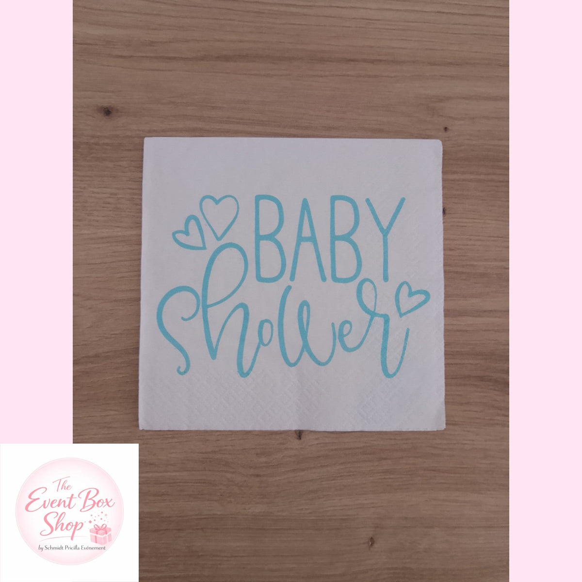 Serviette Baby Shower écriture bleu