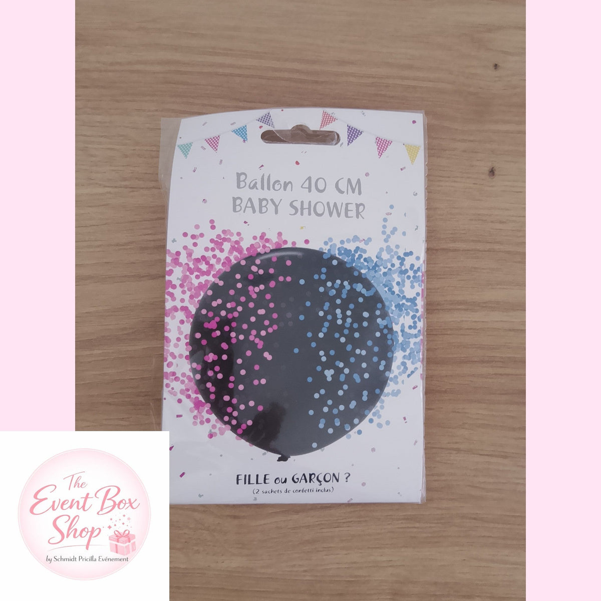 Ballon à confettis Baby Shower rose et bleu