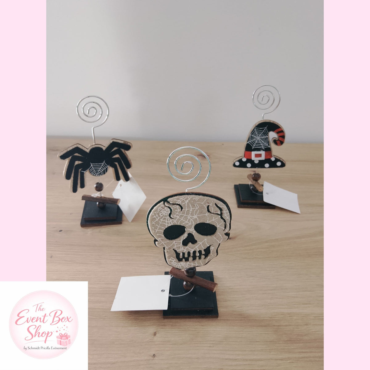 Marque-place / Porte-photo Halloween – Araignée, Tête de mort ou Chapeau de sorcière