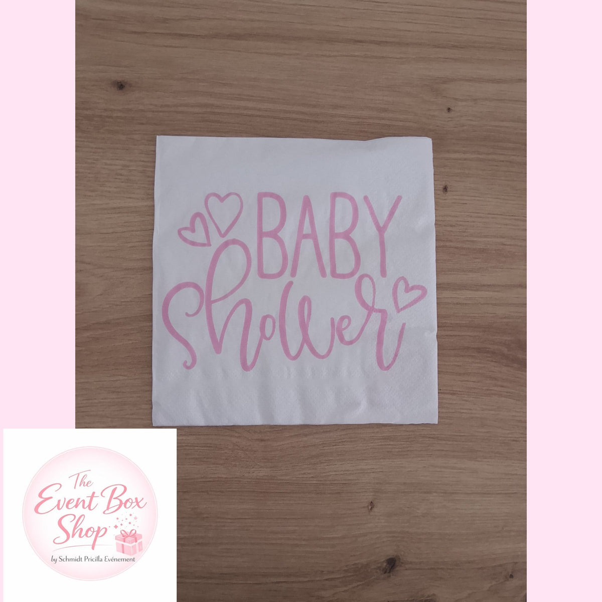 Serviette Baby Shower écriture rose