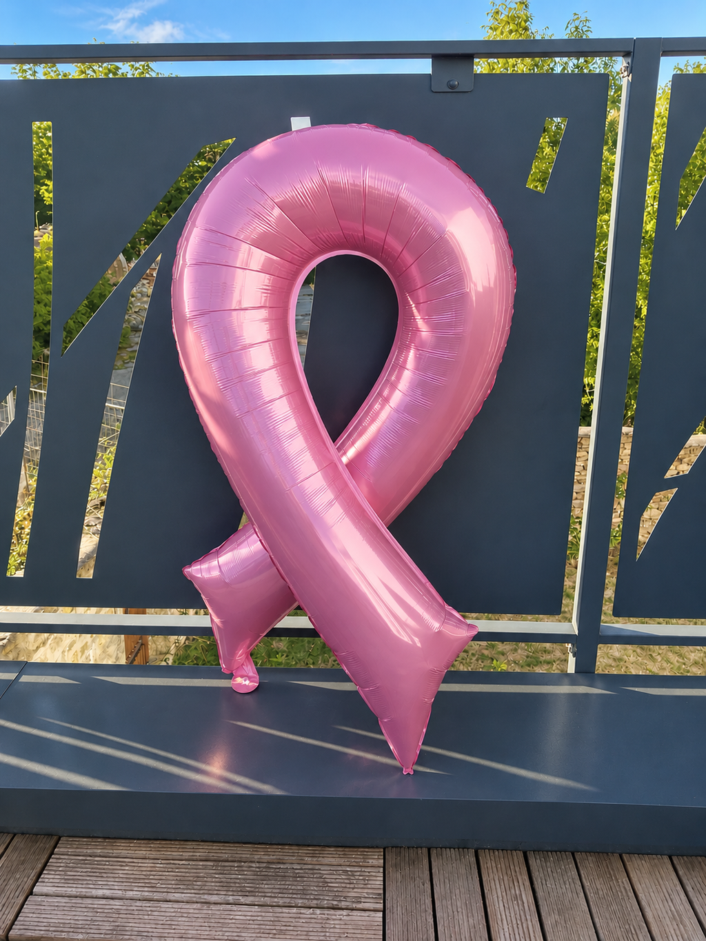 Ballon rose en forme de ruban pour Octobre Rose, 90 cm